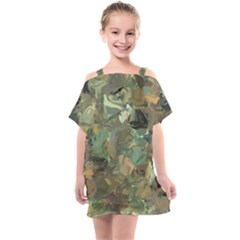 Earth Colors Abstract Art Kids  One Piece Chiffon Dress by SpinnyChairDesigns