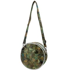 Earth Colors Abstract Art Crossbody Circle Bag by SpinnyChairDesigns