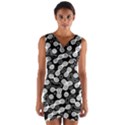 Black and White Abstract Art Wrap Front Bodycon Dress View1