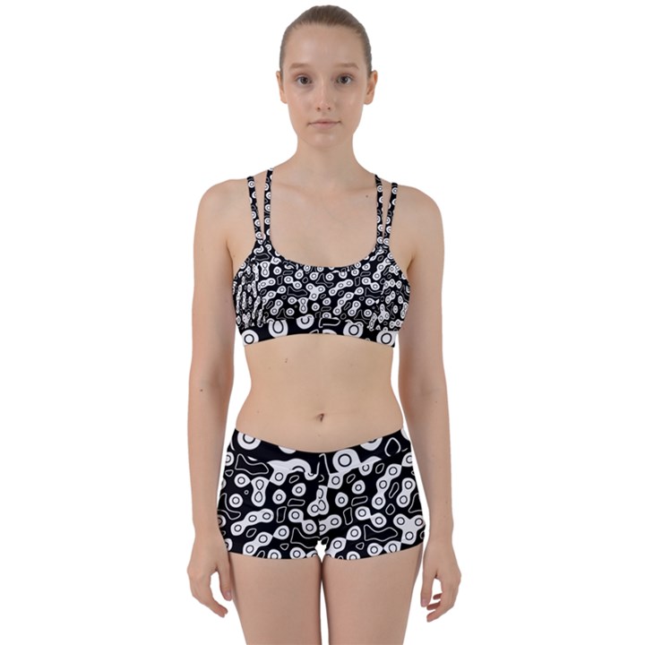 Black and White Abstract Art Perfect Fit Gym Set