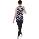 Black and White Abstract Art Mock Neck Chiffon Sleeveless Top View2