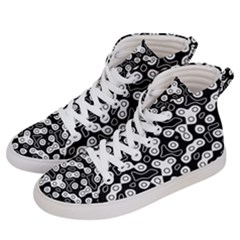 Black And White Abstract Art Women s Hi-top Skate Sneakers by SpinnyChairDesigns