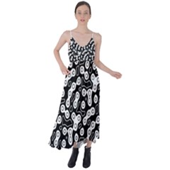 Black And White Abstract Art Tie Back Maxi Dress by SpinnyChairDesigns