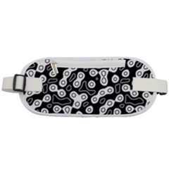 Black And White Abstract Art Rounded Waist Pouch by SpinnyChairDesigns