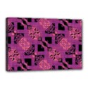 Fuchsia Black Abstract Checkered Stripes  Canvas 18  x 12  (Stretched) View1