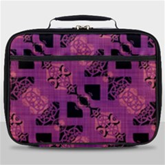 Fuchsia Black Abstract Checkered Stripes  Full Print Lunch Bag