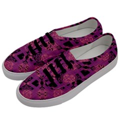 Fuchsia Black Abstract Checkered Stripes  Men s Classic Low Top Sneakers