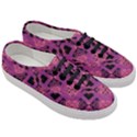 Fuchsia Black Abstract Checkered Stripes  Women s Classic Low Top Sneakers View3