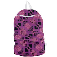 Fuchsia Black Abstract Checkered Stripes  Foldable Lightweight Backpack