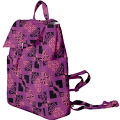 Fuchsia Black Abstract Checkered Stripes  Buckle Everyday Backpack by SpinnyChairDesigns