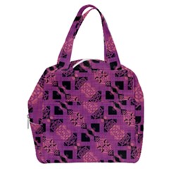 Fuchsia Black Abstract Checkered Stripes  Boxy Hand Bag by SpinnyChairDesigns