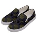 Grey Green Black Abstract Checkered Stripes Men s Canvas Slip Ons View2