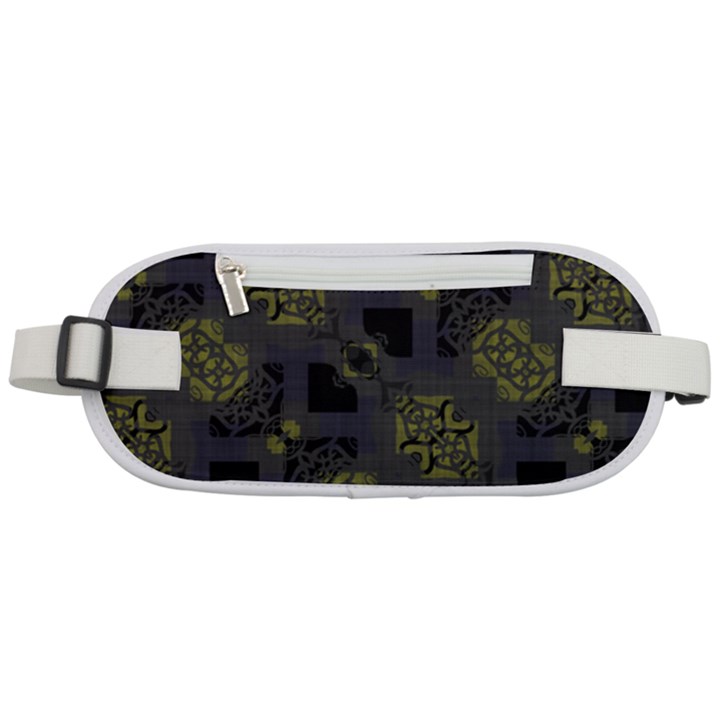 Grey Green Black Abstract Checkered Stripes Rounded Waist Pouch