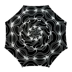 Black And White Clam Shell Pattern Golf Umbrellas by SpinnyChairDesigns