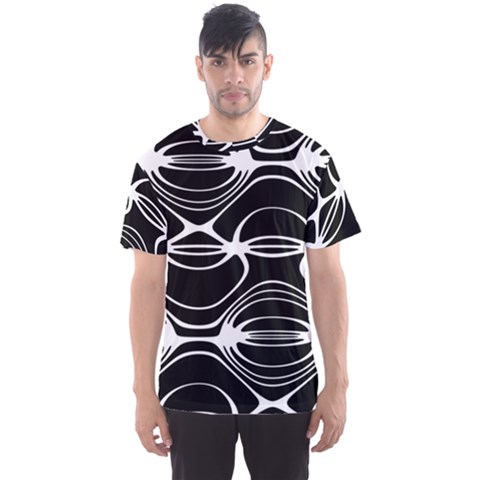 Black And White Clam Shell Pattern Men s Sport Mesh Tee by SpinnyChairDesigns