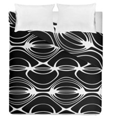 Black And White Clam Shell Pattern Duvet Cover Double Side (queen Size) by SpinnyChairDesigns