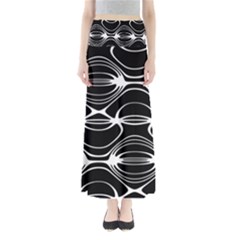 Black And White Clam Shell Pattern Full Length Maxi Skirt by SpinnyChairDesigns