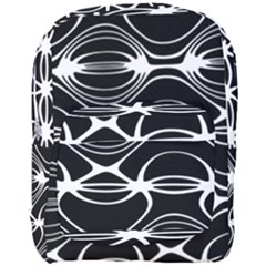 Black And White Clam Shell Pattern Full Print Backpack by SpinnyChairDesigns