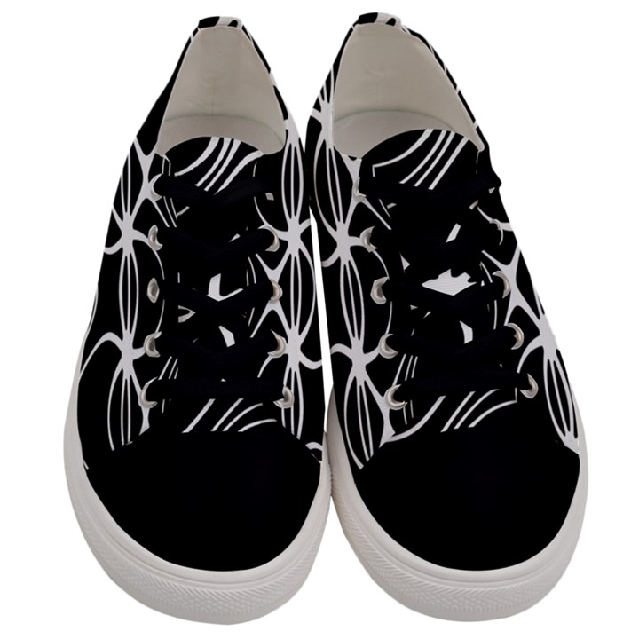 Black and White Clam Shell Pattern Men s Low Top Canvas Sneakers