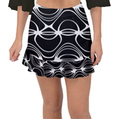 Black And White Clam Shell Pattern Fishtail Mini Chiffon Skirt by SpinnyChairDesigns