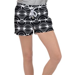 Black And White Clam Shell Pattern Velour Lounge Shorts by SpinnyChairDesigns