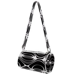 Black And White Clam Shell Pattern Mini Cylinder Bag by SpinnyChairDesigns