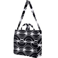 Black And White Clam Shell Pattern Square Shoulder Tote Bag by SpinnyChairDesigns