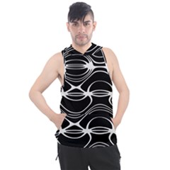 Black And White Clam Shell Pattern Men s Sleeveless Hoodie by SpinnyChairDesigns