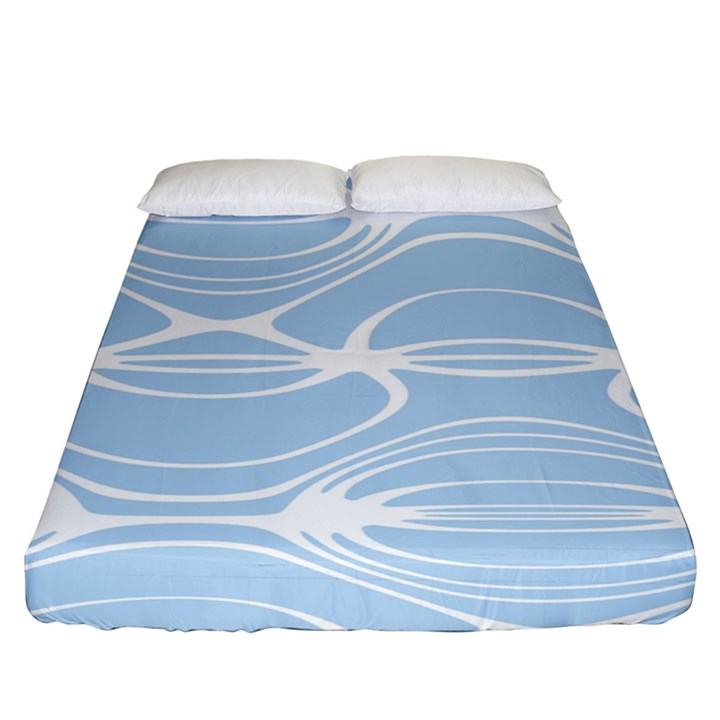 Blue and White Clam Shell Stripes Fitted Sheet (King Size)