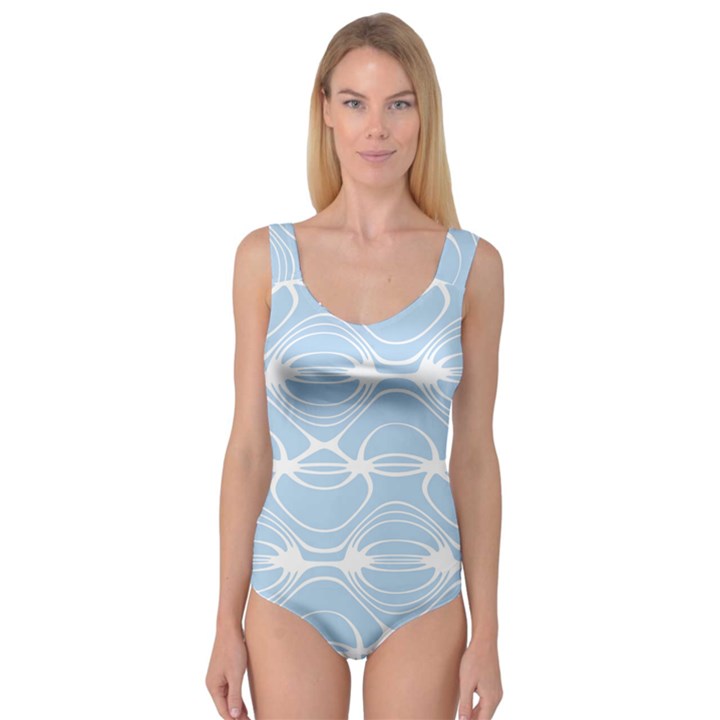 Blue and White Clam Shell Stripes Princess Tank Leotard 