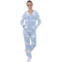 Blue and White Clam Shell Stripes Women s Tracksuit View1