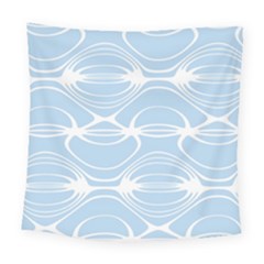 Blue And White Clam Shell Stripes Square Tapestry (large) by SpinnyChairDesigns