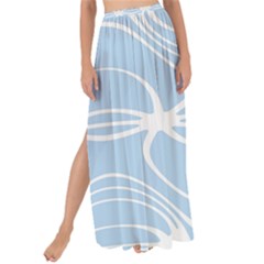 Blue And White Clam Shell Stripes Maxi Chiffon Tie-up Sarong by SpinnyChairDesigns