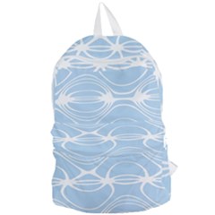 Blue And White Clam Shell Stripes Foldable Lightweight Backpack by SpinnyChairDesigns