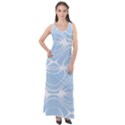 Blue and White Clam Shell Stripes Sleeveless Velour Maxi Dress View1