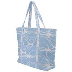 Blue And White Clam Shell Stripes Zip Up Canvas Bag by SpinnyChairDesigns