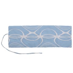 Blue And White Clam Shell Stripes Roll Up Canvas Pencil Holder (m) by SpinnyChairDesigns