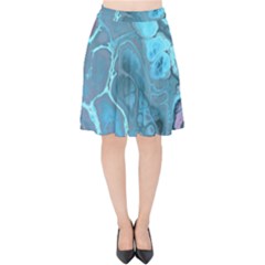 Blue Marble Abstract Art Velvet High Waist Skirt