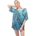 Blue Marble Abstract Art Oversized Chiffon Top View1