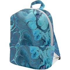 Blue Marble Abstract Art Zip Up Backpack by SpinnyChairDesigns