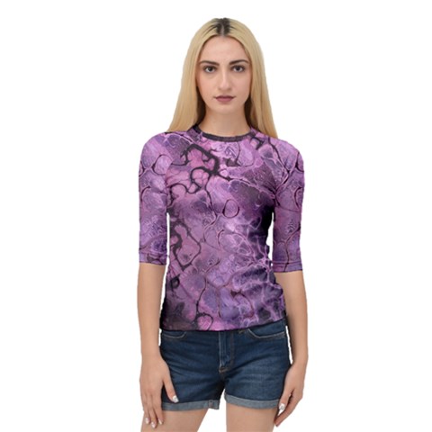 Amethyst Violet Abstract Marble Art Quarter Sleeve Raglan Tee by SpinnyChairDesigns