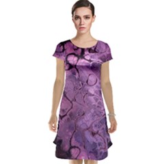 Amethyst Violet Abstract Marble Art Cap Sleeve Nightdress by SpinnyChairDesigns