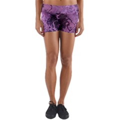 Amethyst Violet Abstract Marble Art Yoga Shorts by SpinnyChairDesigns