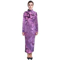 Amethyst Violet Abstract Marble Art Turtleneck Maxi Dress by SpinnyChairDesigns