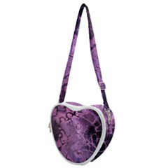 Amethyst Violet Abstract Marble Art Heart Shoulder Bag