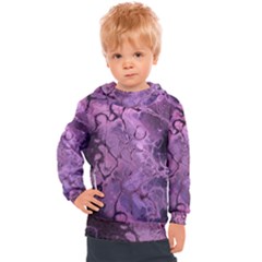 Amethyst Violet Abstract Marble Art Kids  Hooded Pullover by SpinnyChairDesigns