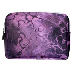 Amethyst Violet Abstract Marble Art Make Up Pouch (medium) by SpinnyChairDesigns