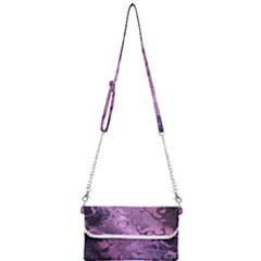 Amethyst Violet Abstract Marble Art Mini Crossbody Handbag by SpinnyChairDesigns