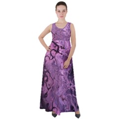 Amethyst Violet Abstract Marble Art Empire Waist Velour Maxi Dress by SpinnyChairDesigns