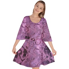 Amethyst Violet Abstract Marble Art Velour Kimono Dress by SpinnyChairDesigns